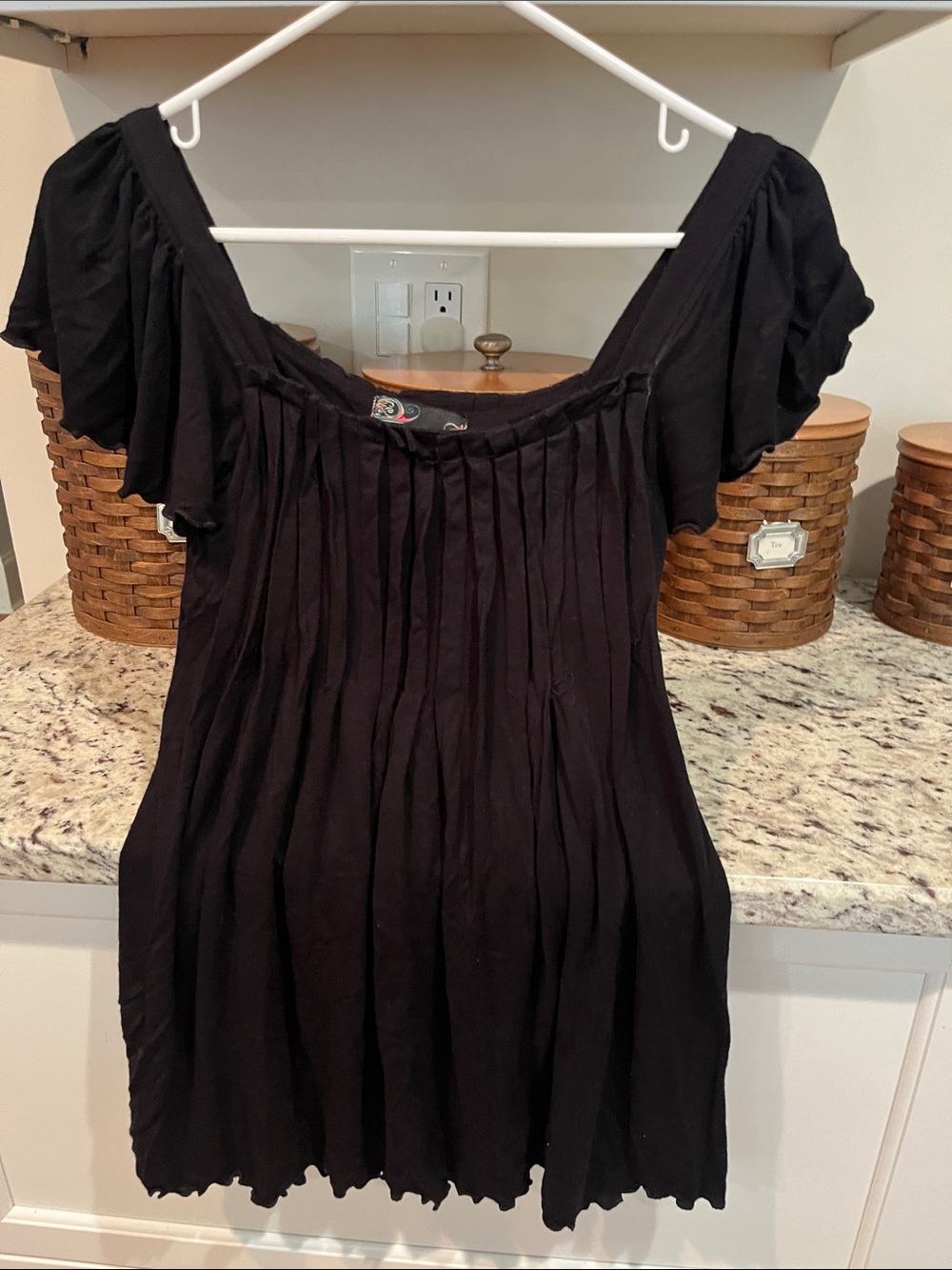 Buffalo David Bitton Black Pleated Scoop-Neck Tunic